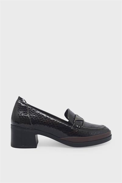 Beety Kadın Kemer Detaylı Topuklu Ayakkabı Kroko Kahve AKYN219.515