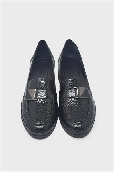 Beety Kadın Kemer Detaylı Topuklu Ayakkabı Siyah Kroko AKYN219.515