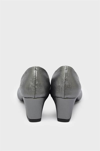 Beety Kadın Küt Burun Topuklu Ayakkabı Platin AKYN23.8625