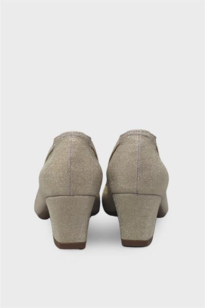 Beety Kadın Küt Burunlu Topuklu Ayakkabı Altın Simli AKYN8637