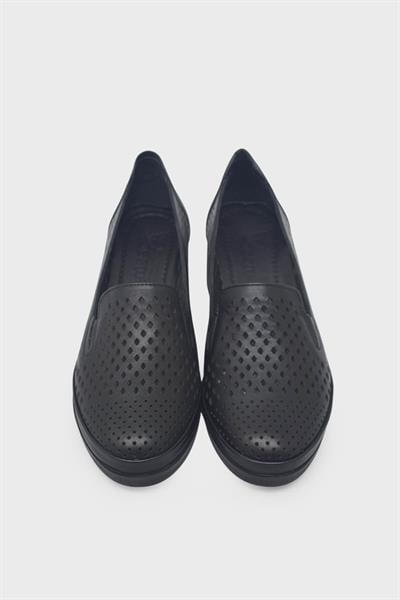 Beety Kadın Lazer Baskılı Yazlık Topuklu Deri Ayakkabı Siyah AKYN219.526