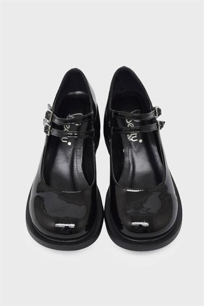 Beety Kadın Maskülen Topuklu Ayakkabı Siyah Rugan AKYN60.2105