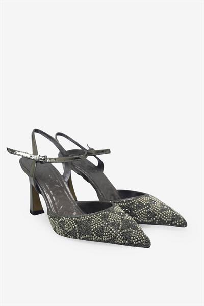 Beety Kadın Taş Detaylı Topuklu Abiye Ayakkabı Platin AKYN223.1005