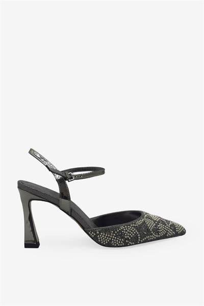 Beety Kadın Taş Detaylı Topuklu Abiye Ayakkabı Platin AKYN223.1005