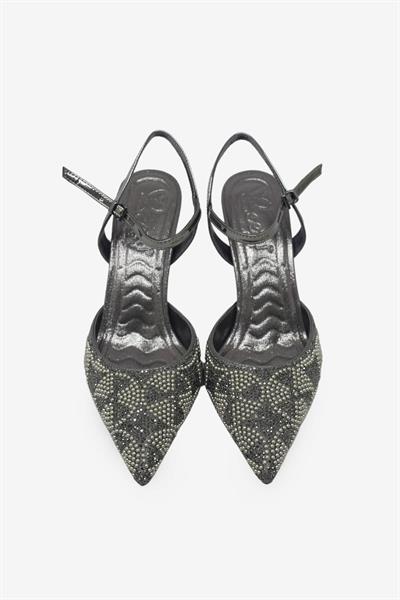 Beety Kadın Taş Detaylı Topuklu Abiye Ayakkabı Platin AKYN223.1005