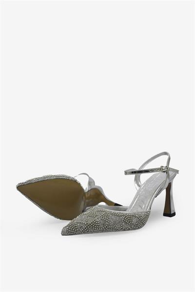Beety Kadın Taş Detaylı Topuklu Abiye Ayakkabı Gümüş AKYN223.1005