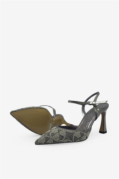 Beety Kadın Taş Detaylı Topuklu Abiye Ayakkabı Platin AKYN223.1005