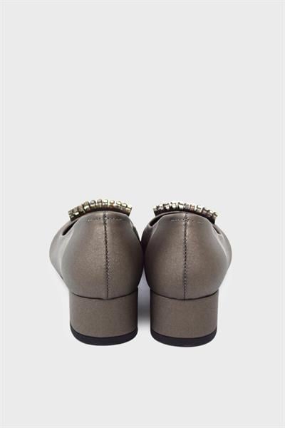 Beety Kadın Taş Detaylı Topuklu Ayakkabı Platin Saten AKYN18.512