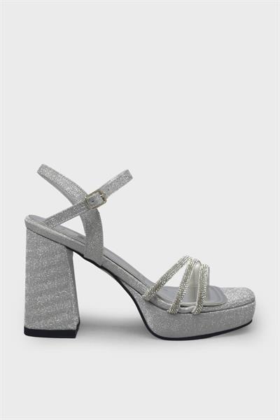 Beety Kadın Taşlı Topuklu Abiye Sandalet Lame AKYN130.412-1