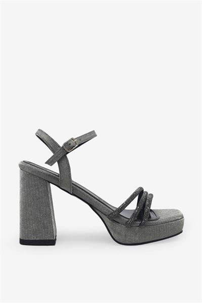 Beety Kadın Taşlı Topuklu Abiye Sandalet Platin AKYN130.412-1