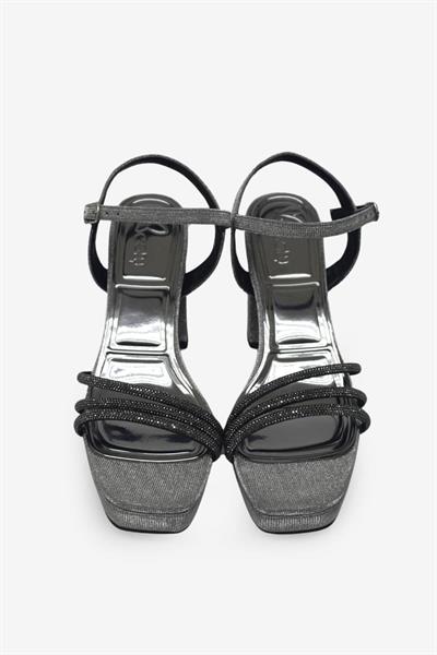 Beety Kadın Taşlı Topuklu Abiye Sandalet Platin AKYN130.412-1