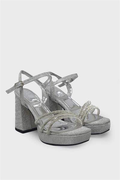 Beety Kadın Taşlı Topuklu Abiye Sandalet Lame AKYN130.412-1