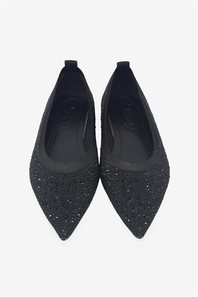 Beety Kadın Taşlı Triko Babet Siyah AKYN224.193