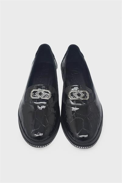 Beety Kadın Toka Detaylı Casual Deri Ayakkabı Siyah Kroko AKYN46.143