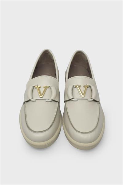 Beety Kadın Toka Detaylı Casual Deri Ayakkabı Bej AKYN04.2121