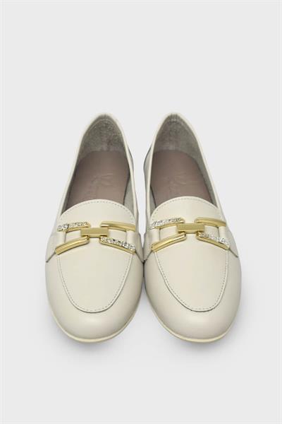 Beety Kadın Toka Detaylı Casual Deri Ayakkabı Bej AKYN04.25020