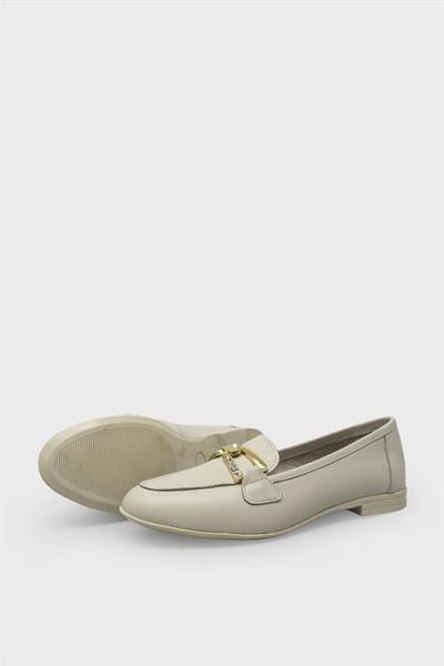 Beety Kadın Toka Detaylı Casual Deri Ayakkabı Bej AKYN04.25020