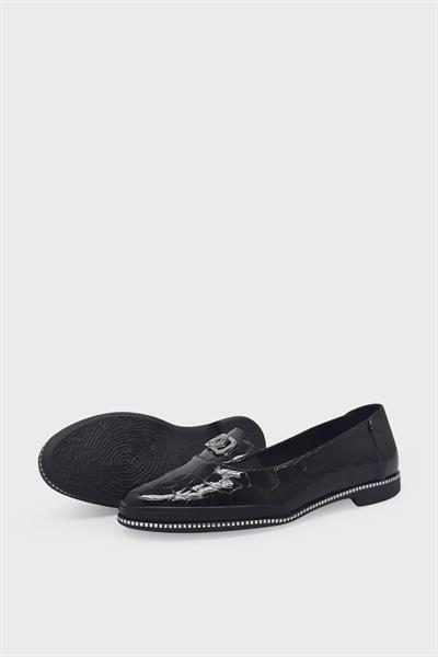 Beety Kadın Toka Detaylı Casual Deri Ayakkabı Siyah Kroko AKYN46.143