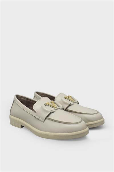 Beety Kadın Toka Detaylı Casual Deri Ayakkabı Bej AKYN04.2121