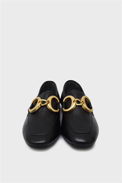 Beety Kadın Tokalı Deri Babet Siyah AKYN212.58