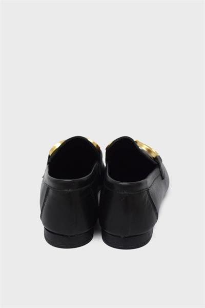 Beety Kadın Tokalı Deri Babet Siyah AKYN212.58