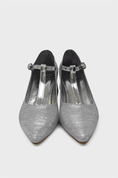 Beety Kadın Topuklu Abiye Ayakkabı Gümüş Simli AKYN25.905