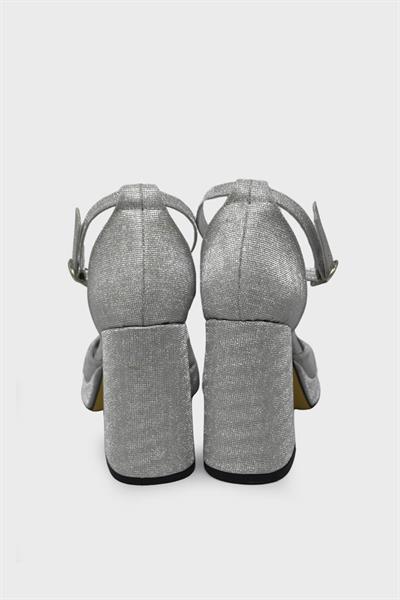 Beety Kadın Topuklu Abiye Ayakkabı Gümüş Simli AKYN22.275