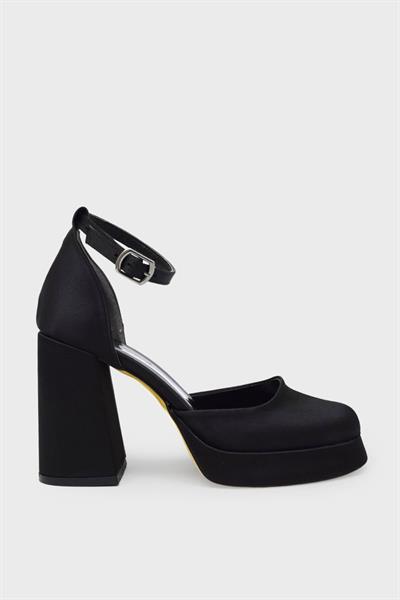 Beety Kadın Topuklu Abiye Ayakkabı Siyah Saten AKYN22.275