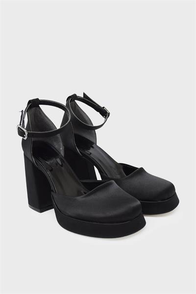 Beety Kadın Topuklu Abiye Ayakkabı Siyah Saten AKYN22.275