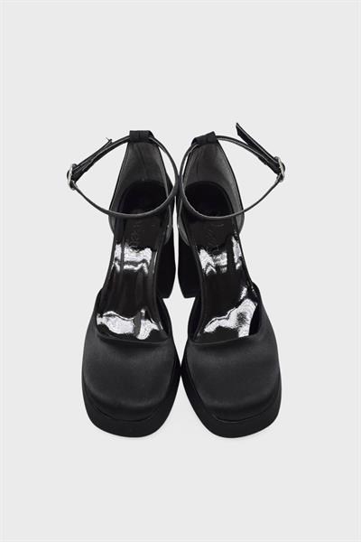 Beety Kadın Topuklu Abiye Ayakkabı Siyah Saten AKYN22.275