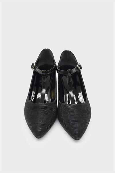 Beety Kadın Topuklu Abiye Ayakkabı Siyah Simli AKYN25.905