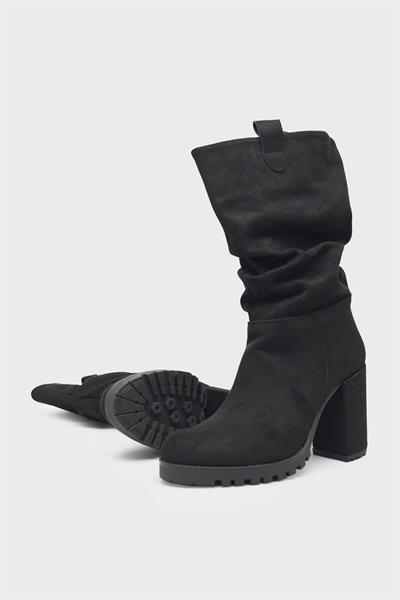 Beety Kadın Topuklu Çizme Süet Siyah AKYN109.136