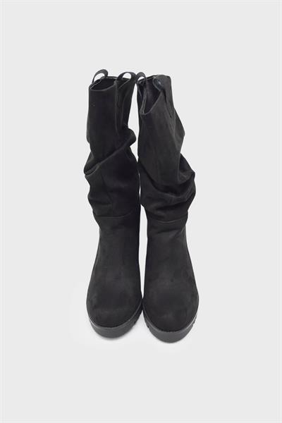 Beety Kadın Topuklu Çizme Süet Siyah AKYN109.136