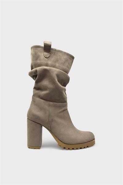 Beety Kadın Topuklu Çizme Süet Vizon AKYN109.136