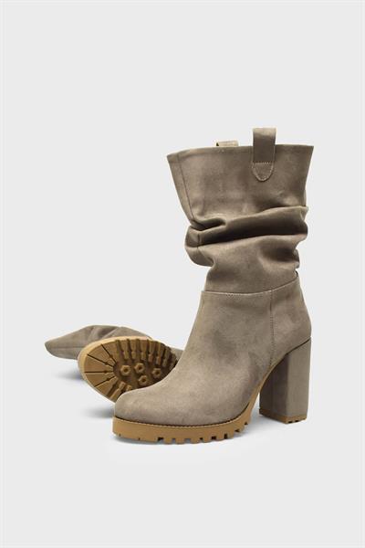 Beety Kadın Topuklu Çizme Süet Vizon AKYN109.136