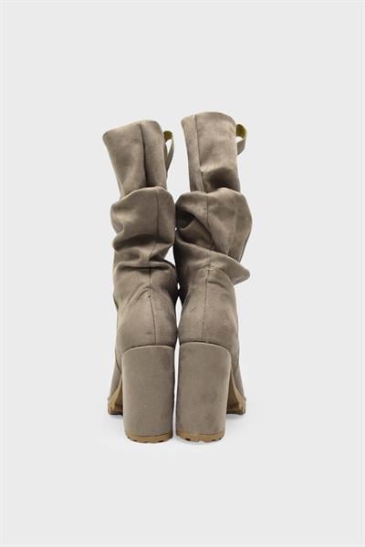 Beety Kadın Topuklu Çizme Süet Vizon AKYN109.136