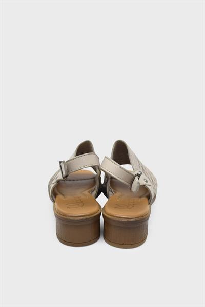 Beety Kadın Topuklu Deri Sandalet Kum AKYN69.6001