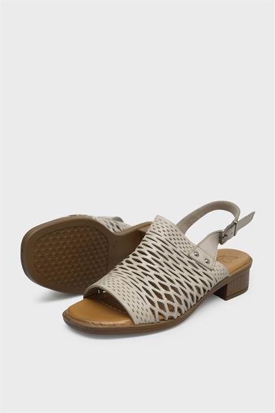 Beety Kadın Topuklu Deri Sandalet Kum AKYN69.6001