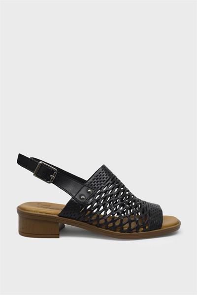 Beety Kadın Topuklu Deri Sandalet Siyah AKYN69.6001