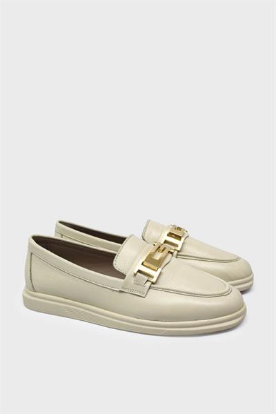 Beety Kadın Yazlık Casual Deri Ayakkabı Bej AKYN04.981