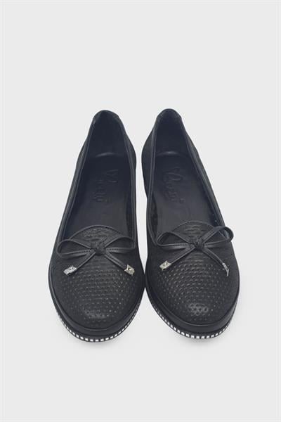 Beety Kadın Yazlık Fiyonk Detaylı Casual Deri Ayakkabı Siyah AKYN46.25