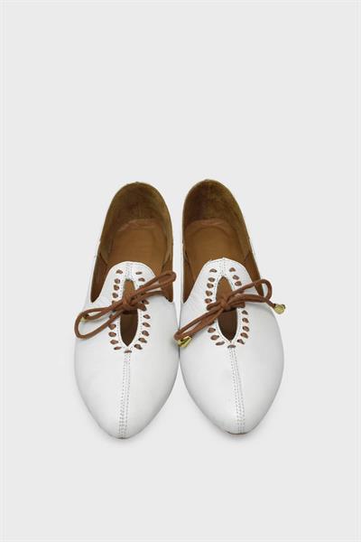 Beety Kadın Yazlık Makülen Deri Babet Beyaz AKYN142.300