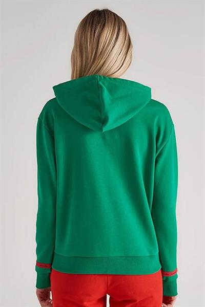 Benetton Kadın Kapüşonlu Fermuarlı Sweatshirt Yeşil BN-W20195