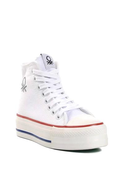 Benetton Kadın Uzun Converse Spor Ayakkabı Beyaz BN-30939