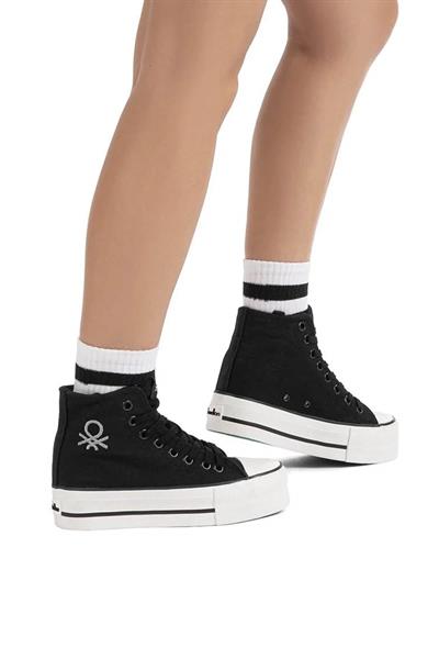 Benetton Kadın Uzun Converse Spor Ayakkabı Siyah BN-30939