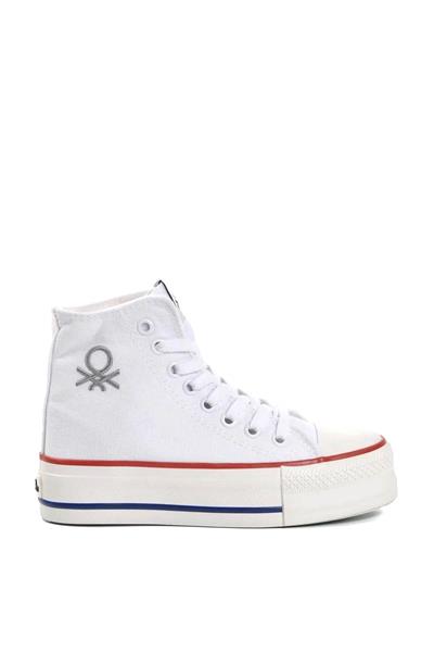 Benetton Kadın Uzun Converse Spor Ayakkabı Beyaz BN-30939