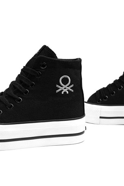 Benetton Kadın Uzun Converse Spor Ayakkabı Siyah BN-30939