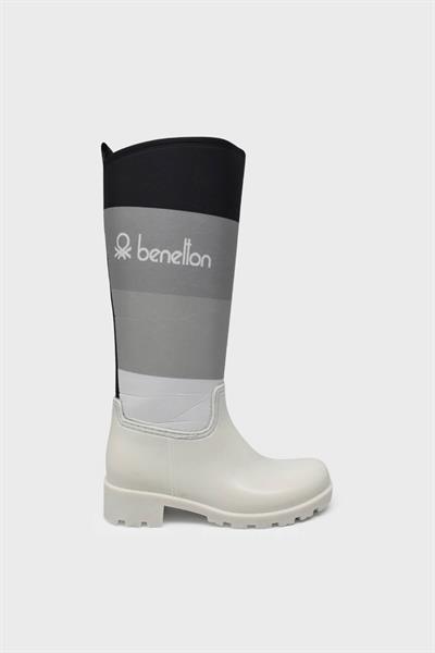 Benetton Kadın Yağmur Çizmesi Beyaz Siyah BN-50010