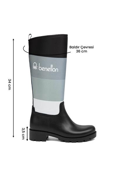 Benetton Kadın Yağmur Çizmesi Siyah Beyaz BN-50010