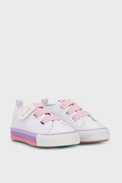 Benetton Kız Çocuk Cırtlı Converse Beyaz Pembe BN-30649P